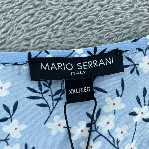 Mario Serrani Womens Blue Floral Print 3/4 Sleeve Blouse XXL NWT 2443 - Picture 4 of 9